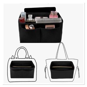 Black Felt Tote Bag Organizer Insert